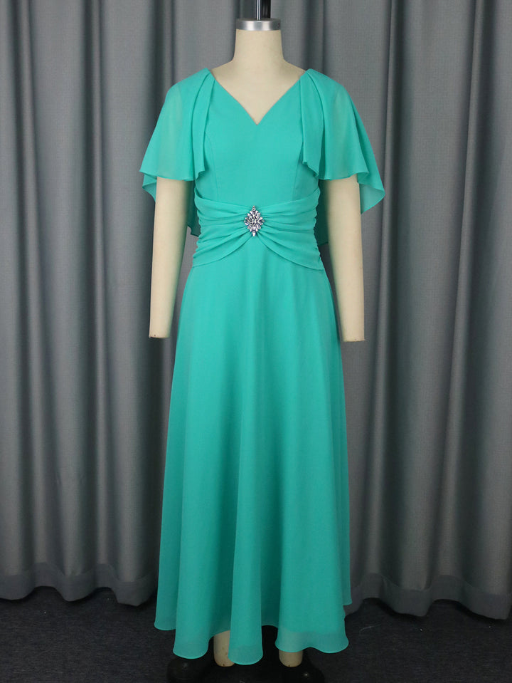 Dame elegant Maxi-kjole med smart foldedesign og glamourøs brosche Skovae