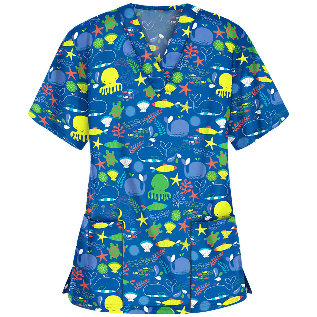 Dameblomster mønster Scrub Top Stilla
