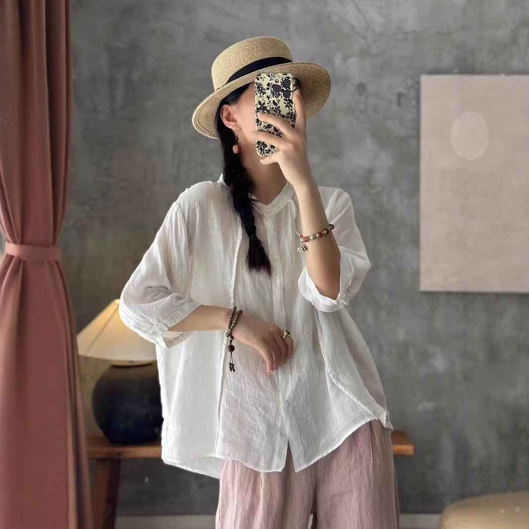 Femme Letvægts Button-Up Linnedæksel Stilla