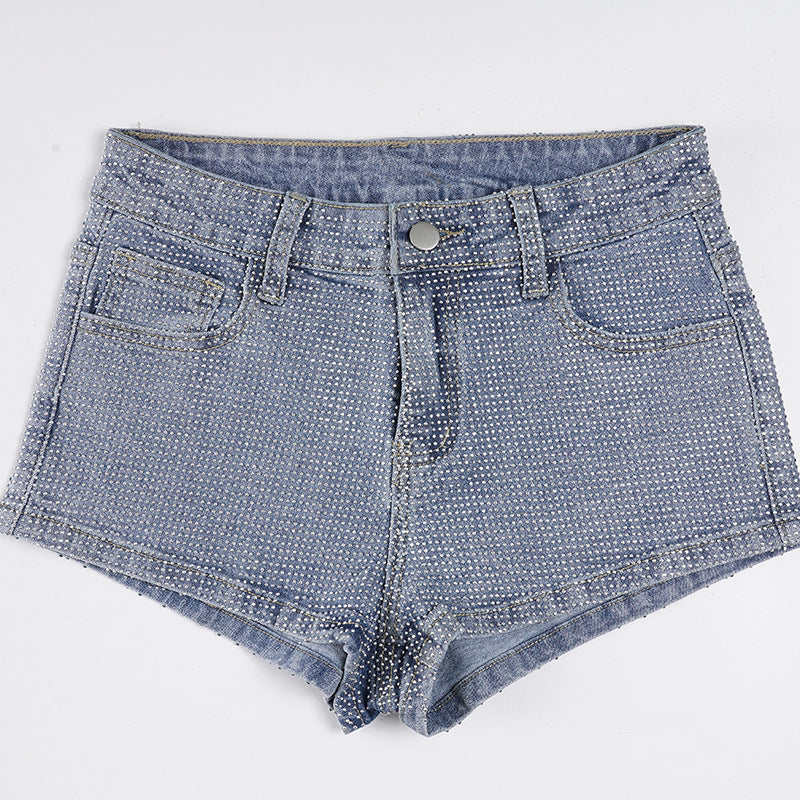 Dame Jeans shorts med glimmer accenter Skovae