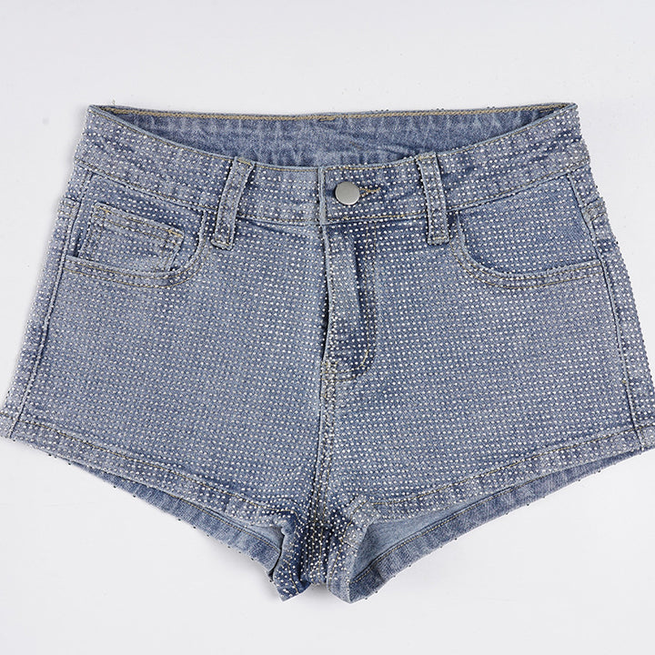 Dame Jeans shorts med glimmer accenter Skovae