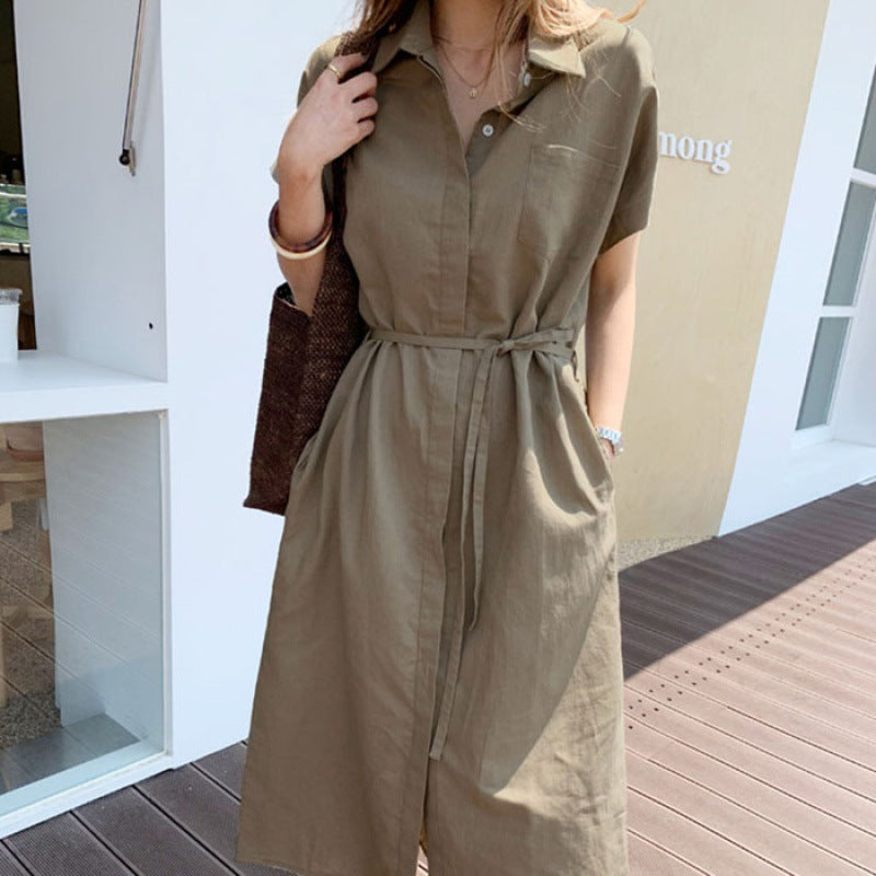 Dame Elegant Utility Skjortekjole Stilla