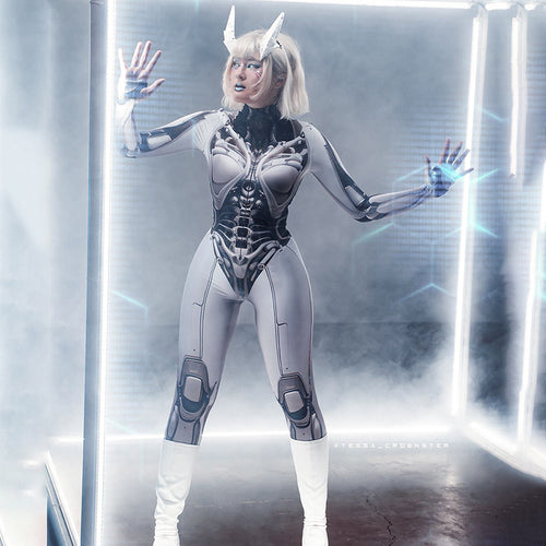 Dame Catsuit med futuristisk design og høj krave Stilla