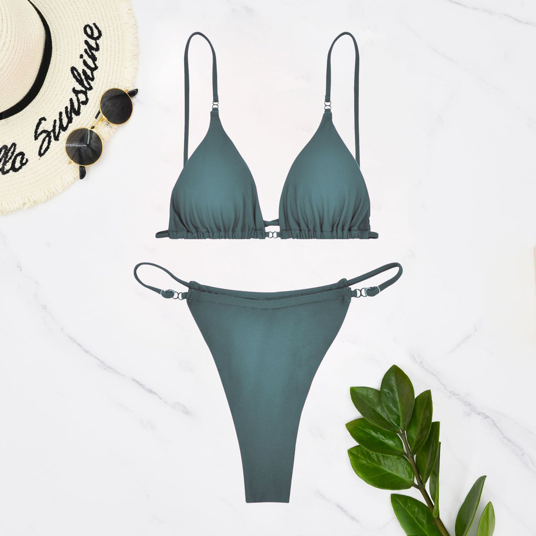 Dame triangel-bikini med fine ruffle-detaljer og justerbare stropper Skovae