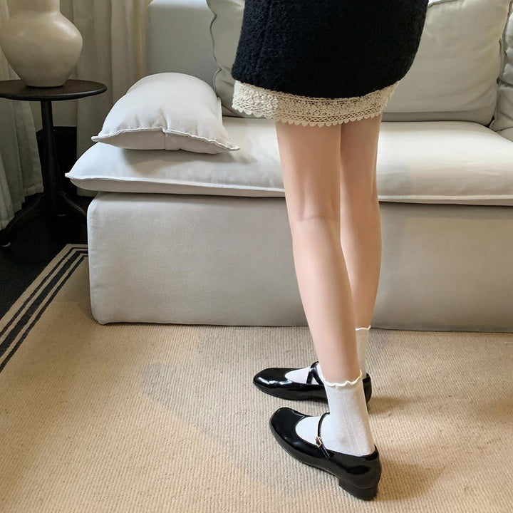 Dame Mary Jane Blokhæle Ballerinaer med justerbar rem Stilla