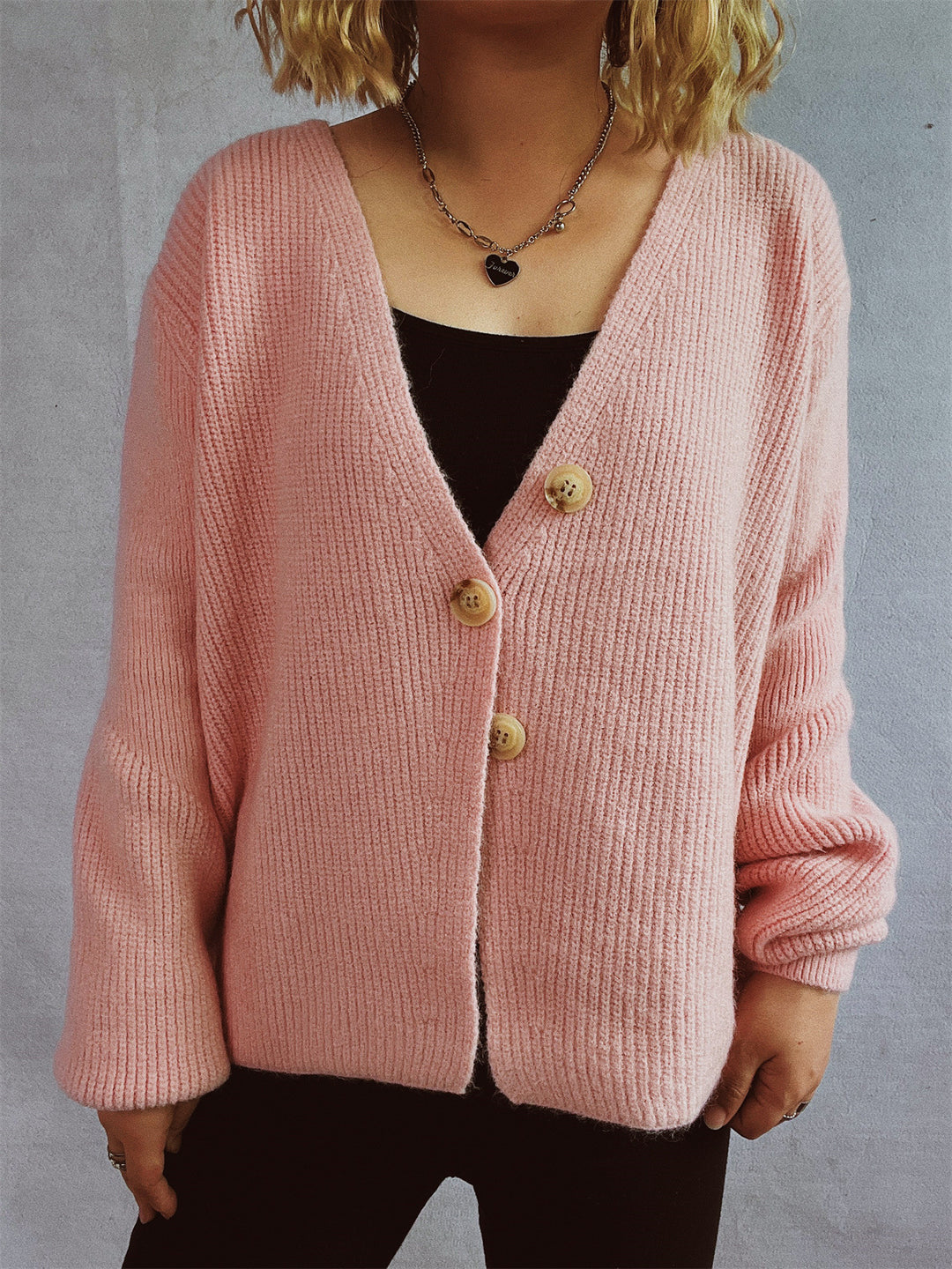 Damer hyggelig cardigan med store knapper og struktureret design Stilla