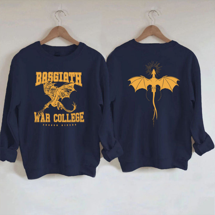 Kvinders sweatshirt med kreativ dragemotiv og unikt college design Skovae
