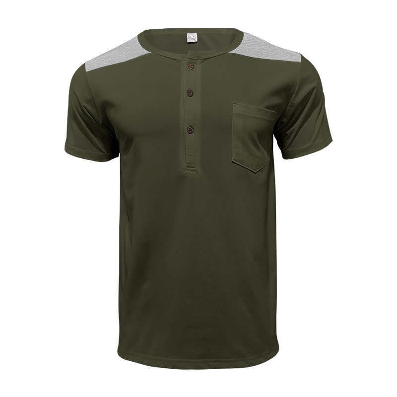 Herrer behagelig kortærmet Henley T-shirt med moderne design og praktisk brystlomme Stilla