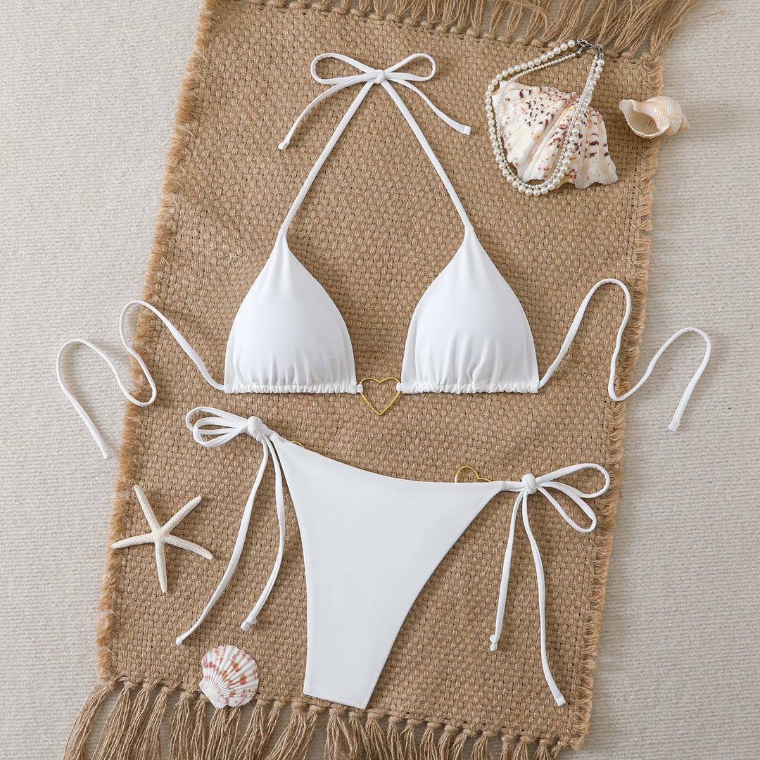 Dame trekant-bikini med stilfulde hjerte-accenter Skovae
