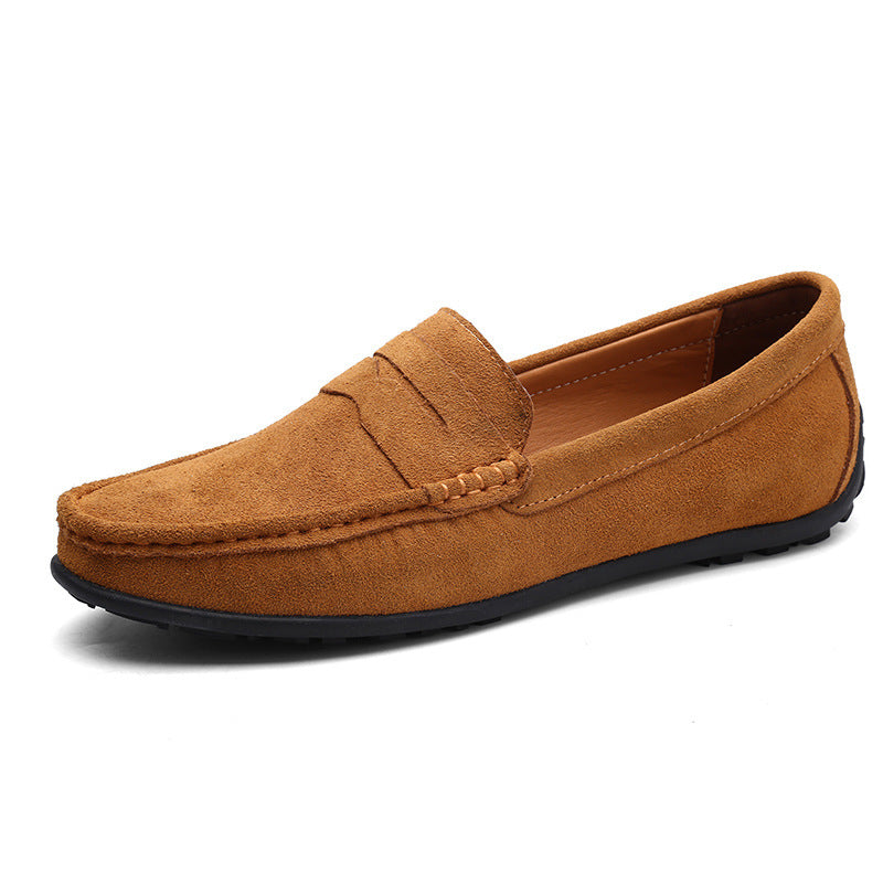 Herrer nan elegant wildlæder loafers med håndsyet moresyning og skridsikker gummiprofil sål Skovae