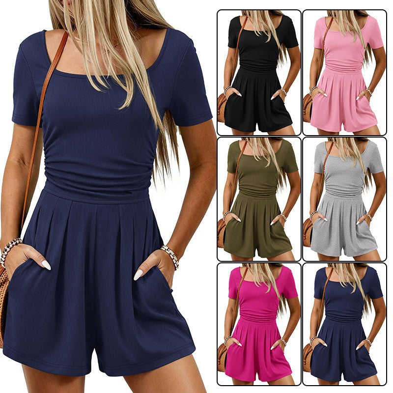 Dame sporty jumpsuit med kort snit og praktiske lommer Skovae