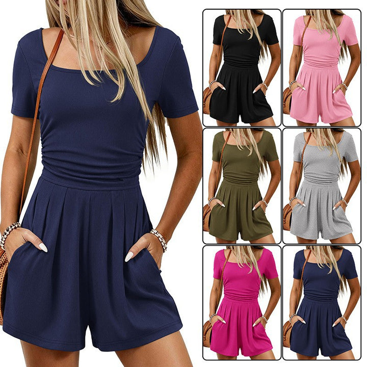 Dame sporty jumpsuit med kort snit og praktiske lommer Skovae