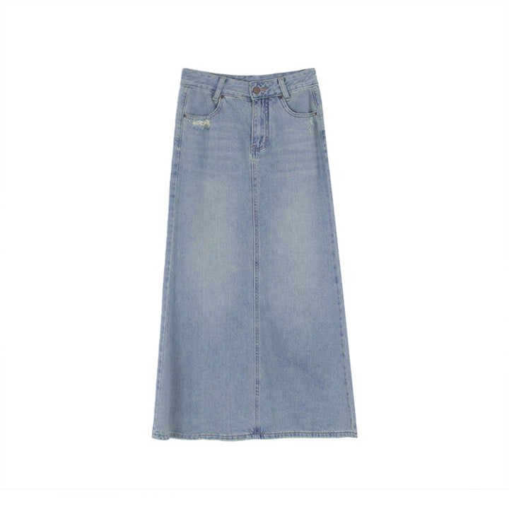 Dame Maxiskørt i let denimkvalitet med klassisk snit og vintage charme Stilla