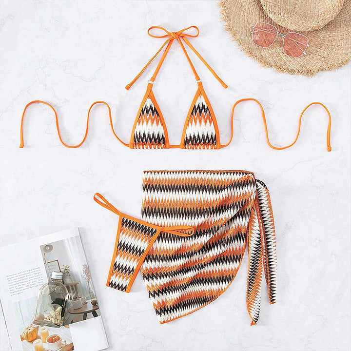 Dame triangle bikini med kreativ zigzag design Skovae