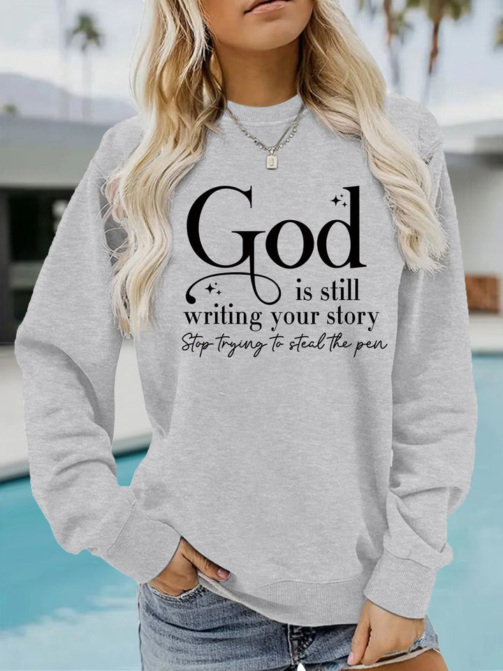 Kvinders sweatshirt med inspirerende skrifter Stilla