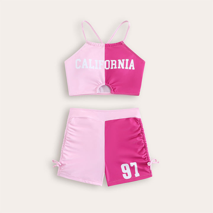 Dame Sporty Bikini-sæt med moderigtigt farveblok-design og top med cut-out Stilla