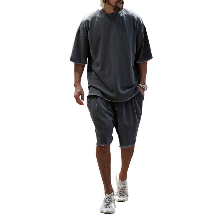 Herrer afslappet oversized T-shirt og shorts sæt Stilla