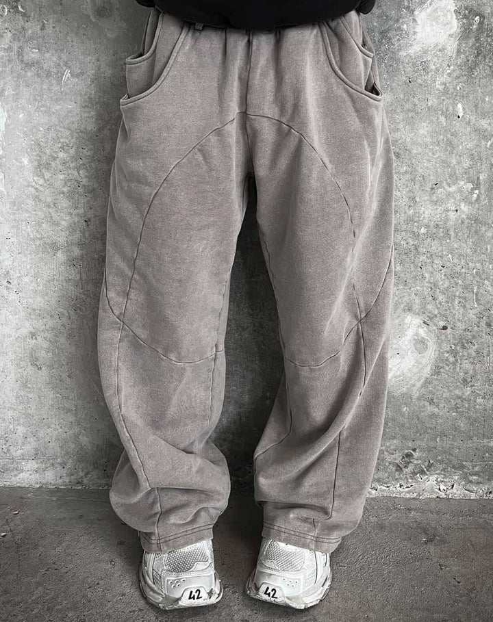 Herren nan Oversize-fritidsjogger med bølgede syninger, snoretræk og elastiske benafslutninger Skovae