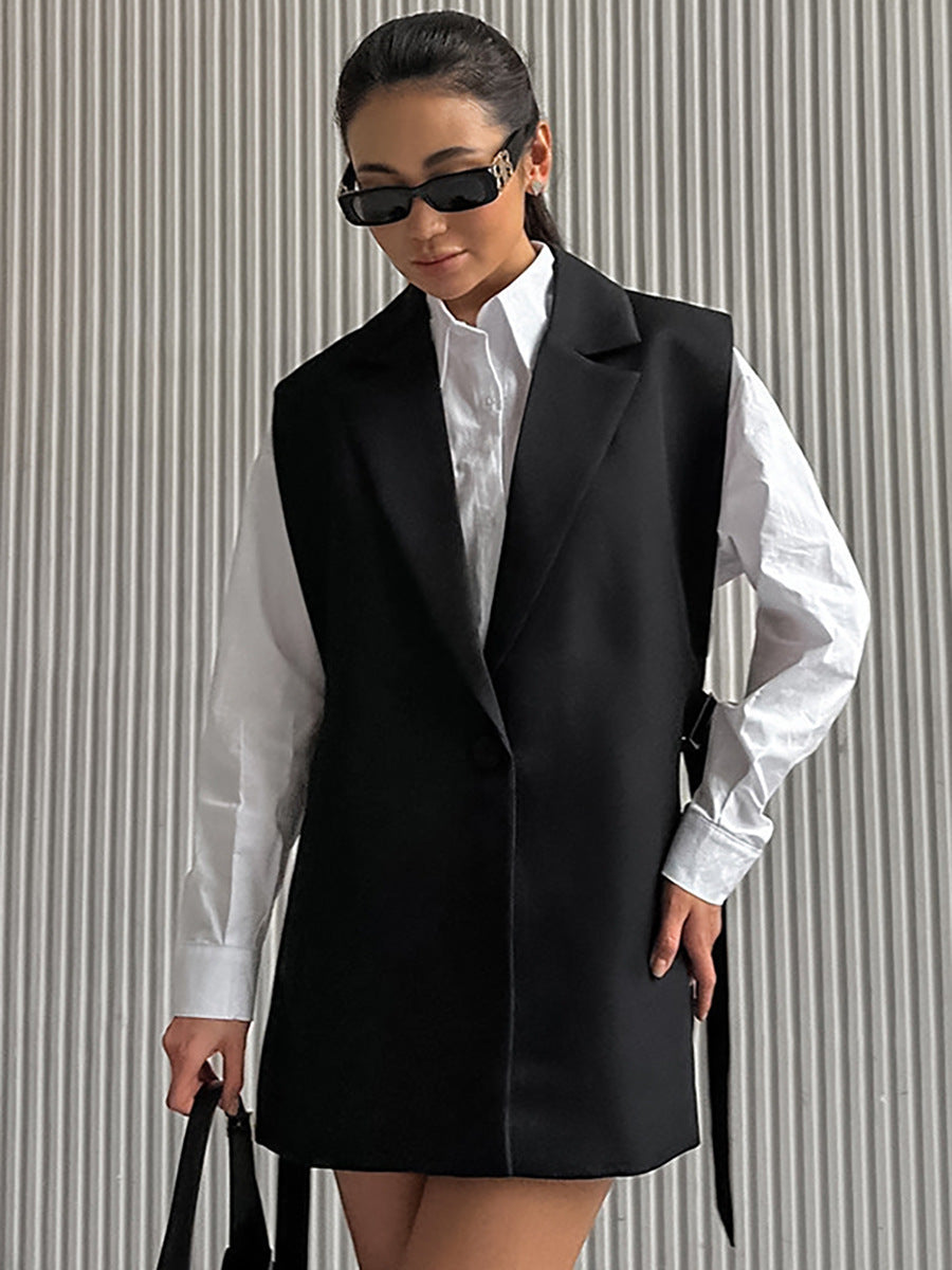 Dame moderne Long-Blazer-Vest med trendy snit Stilla