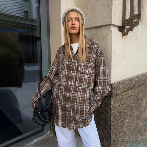 Femme Oversized Ternet Flannel Skjorte Stilla