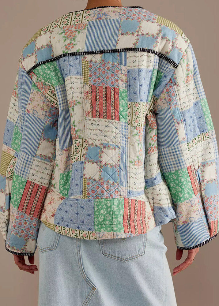 Stilla | Patchwork - Bomulds-quiltet-jakke med rund hals