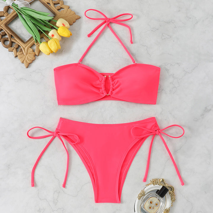 Dame bikini sæt med justerbare stropper og moderne knudetail Skovae