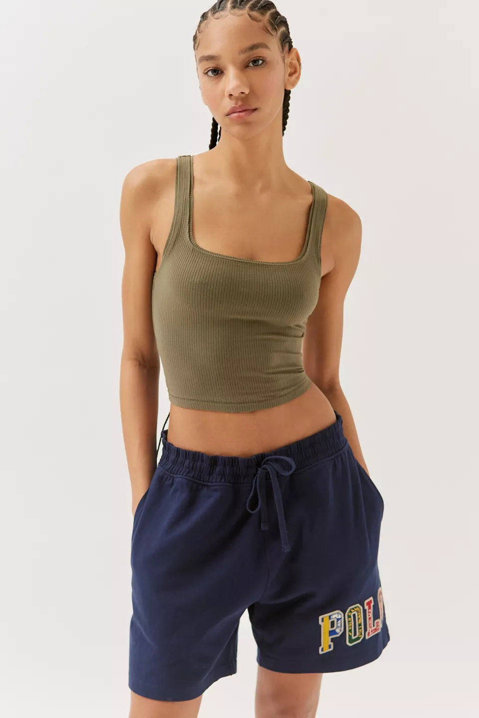 Dame kropsnær Cropped Top med kvadratisk udskæring og ribstruktureret Stilla