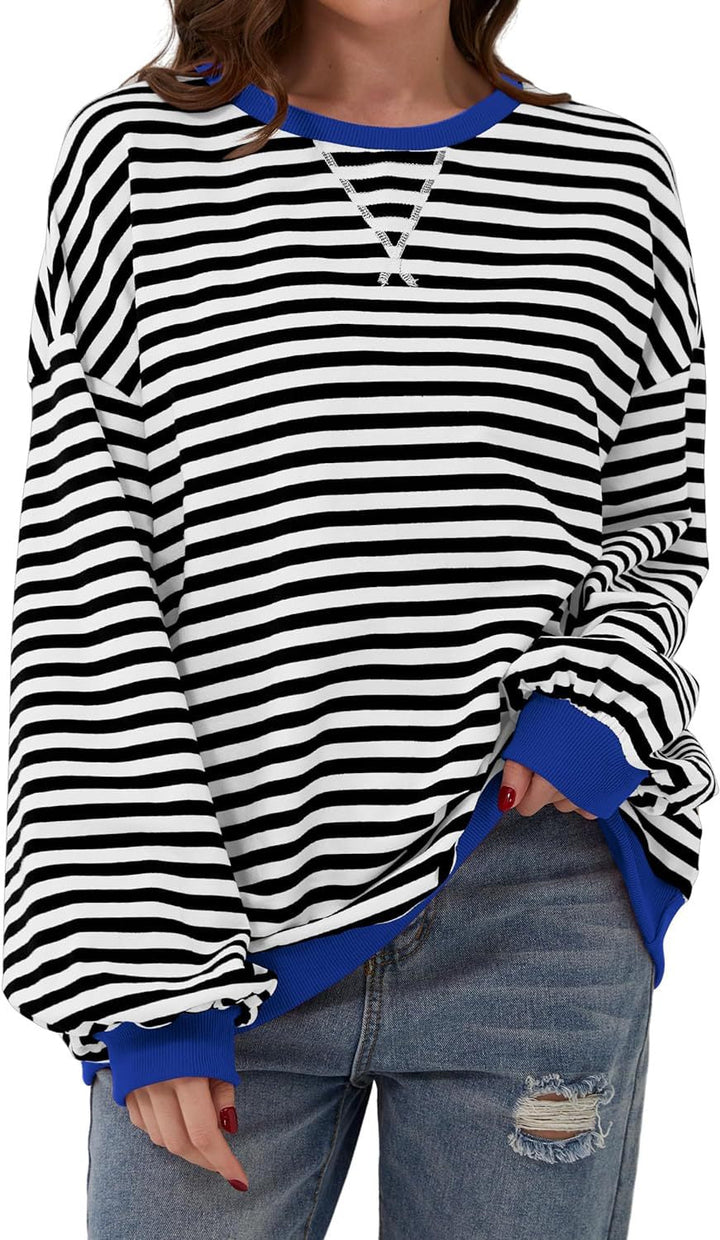 Stilla | Løs Stribet Pullover i Løs Pasform