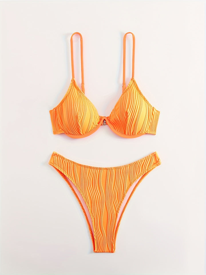 Dame bikini sæt med elegant plisseret mønster Skovae