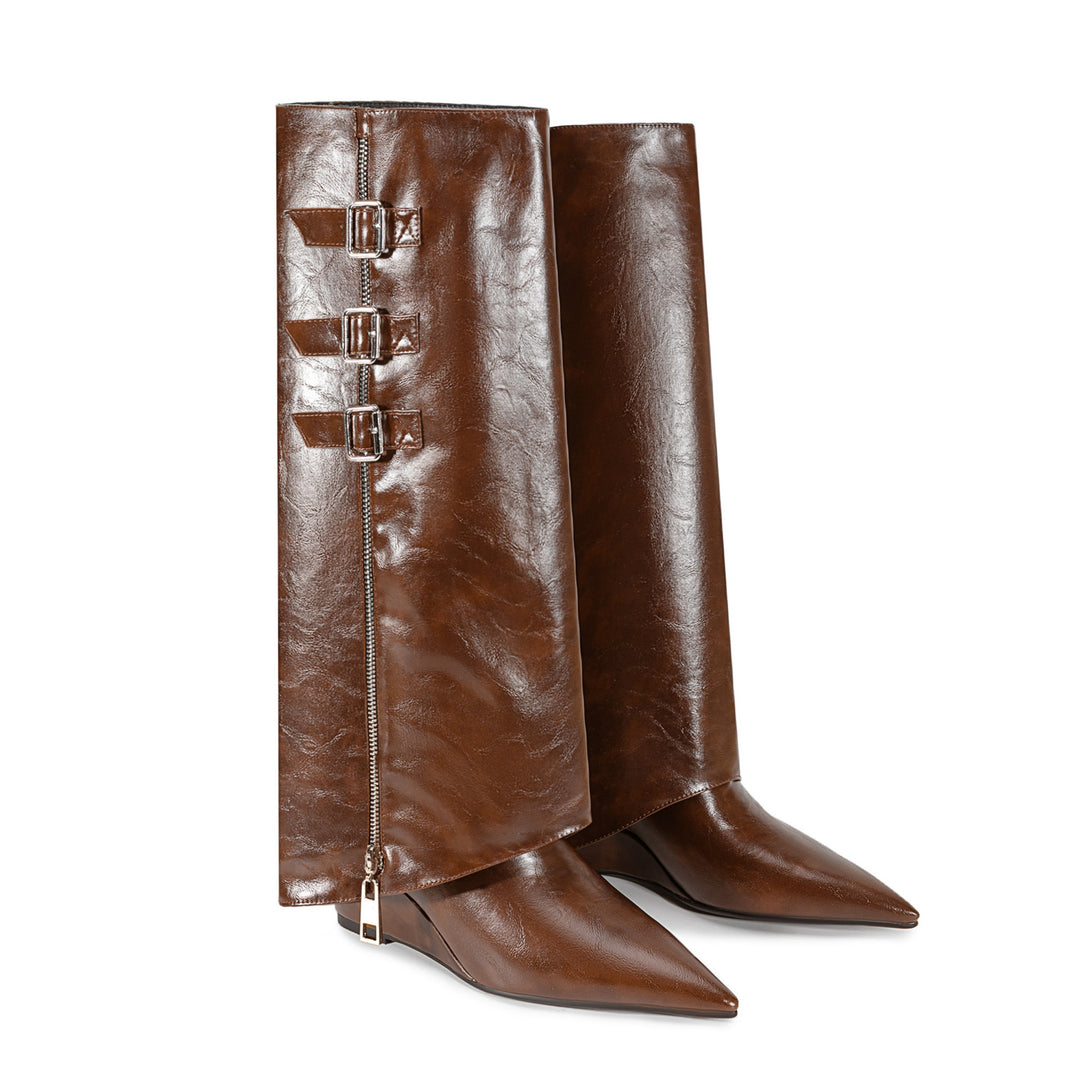 Femme Over-the-Knee Slouchy Stiletto Støvler med dekorative spænder Stilla