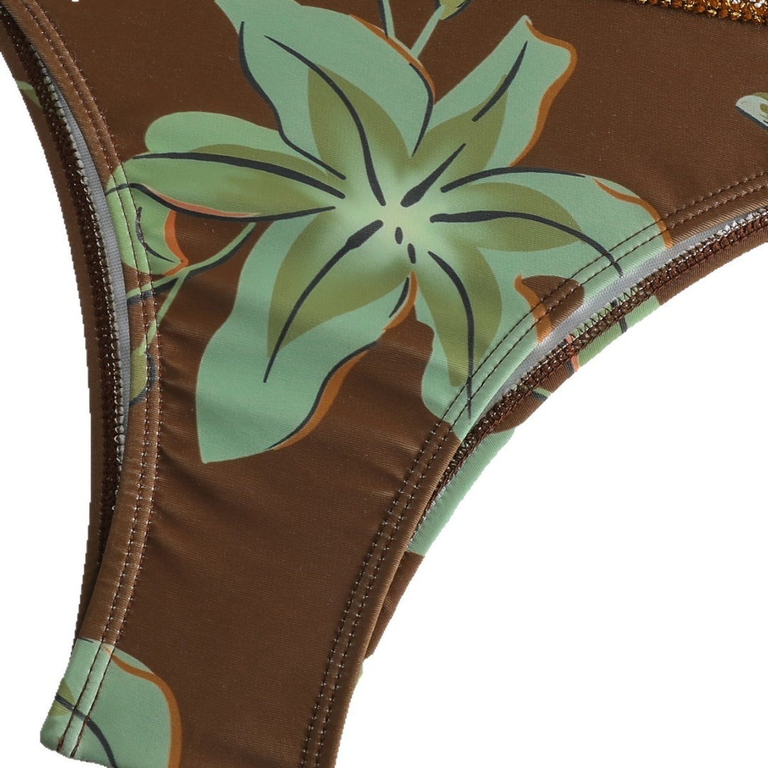 Dame Triangel-Bikini med blomsterpræg og komfortabel bærekomfort Skovae
