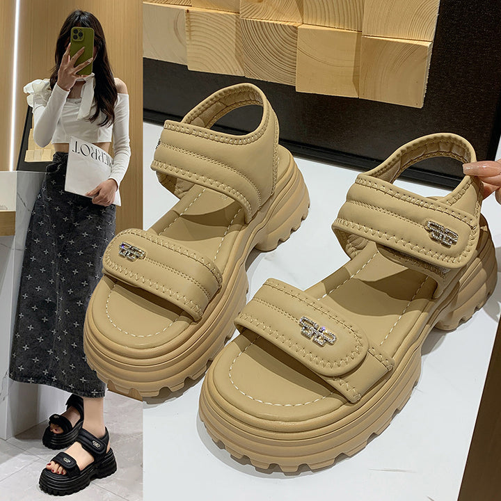 Dame Sporty Velcro sandaler med tyk sål og åndbare overmaterialer Stilla
