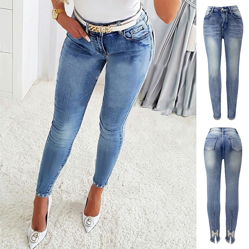 Dame Skinny Jeans med høj talje og feminin pasform Stilla