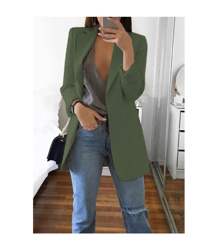 Dame elegant blazer med tætsiddende snit og praktiske lommer Skovae