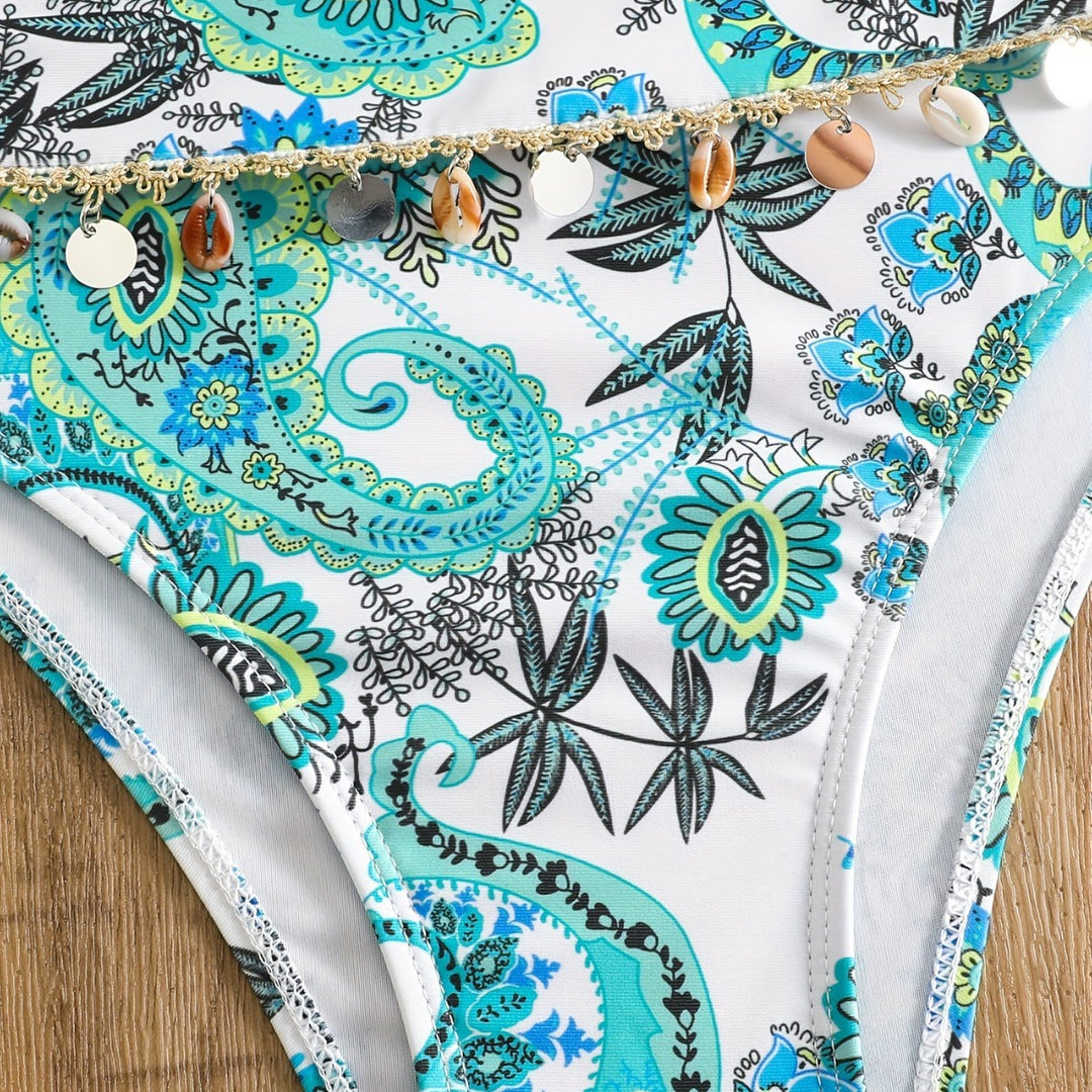 Dame Bandeau-bikini-sæt med elegante muslingedetaljer Skovae