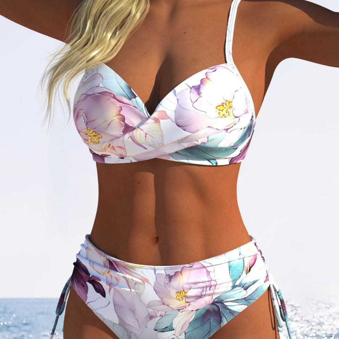 Dame Bikini-sæt med polstret overdel og høj talje Skovae