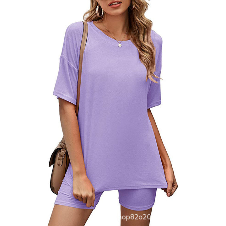 Damer Oversized Fritidsæt med afslappet T-shirt og shorts Stilla
