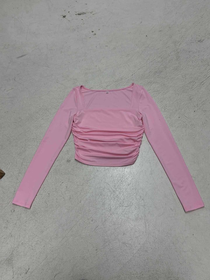 Dame figursyet longsleeve med rynker Skovae