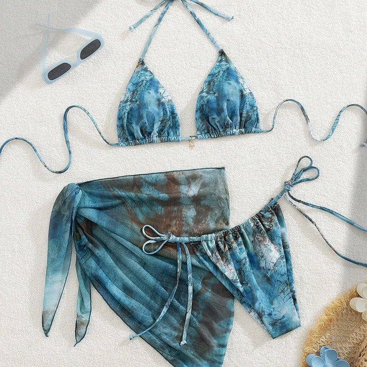 Dame Triangel-Bikini med blomsterdesign Skovae