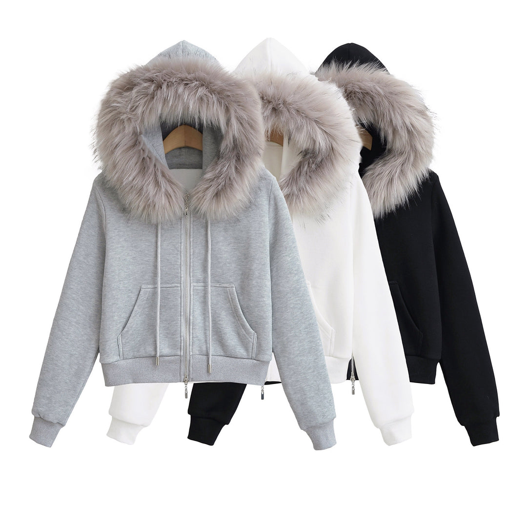 Dame Hoodie med aftagelig kunstpels og moderne snit Stilla