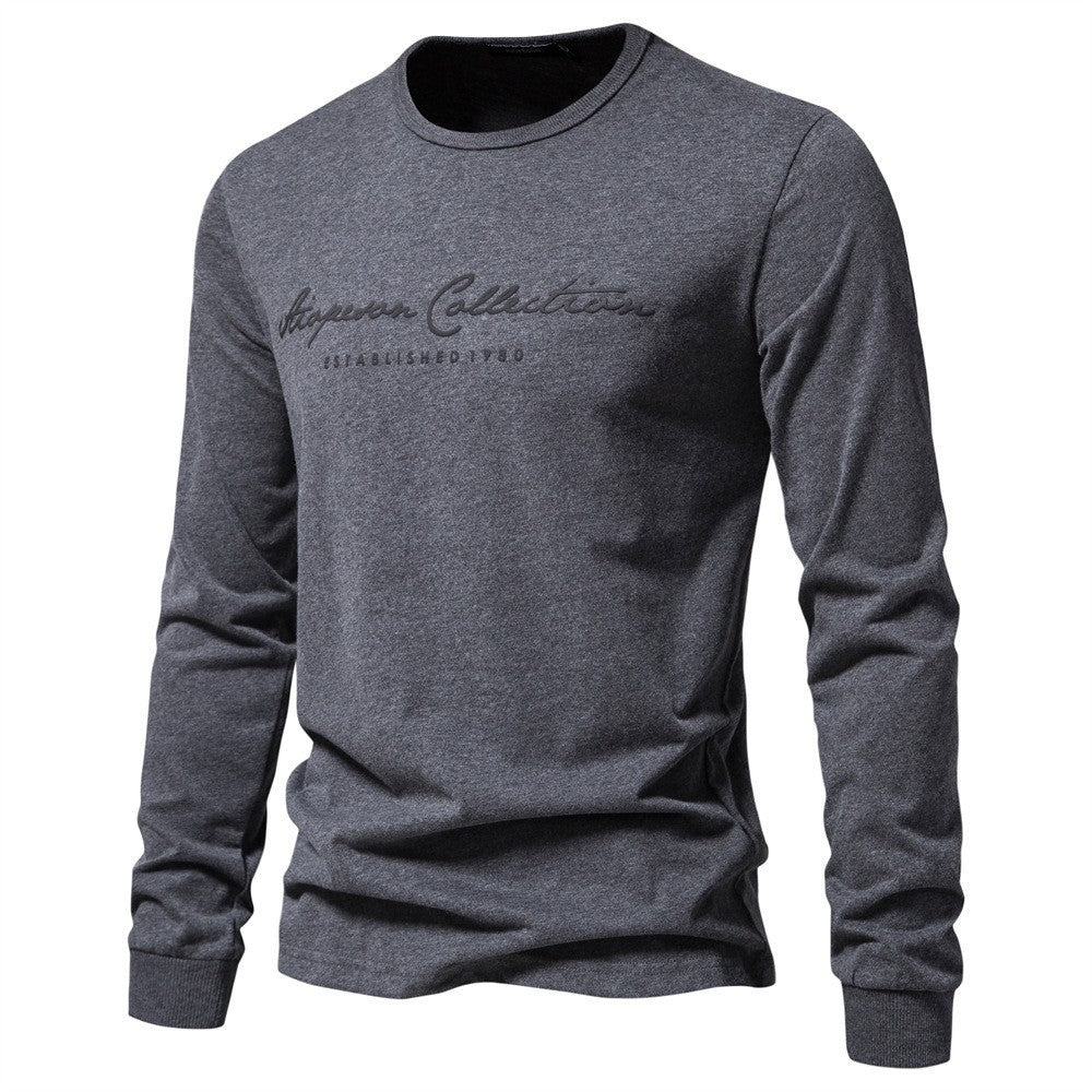 Herren nan minimalistisk rundhalset sweatshirt lavet af bomuldsblanding med ribbede mansjetter Skovae