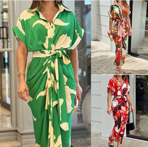 Kvinder Tropisk Tryk Maxi Cover-Up Kjole Stilla