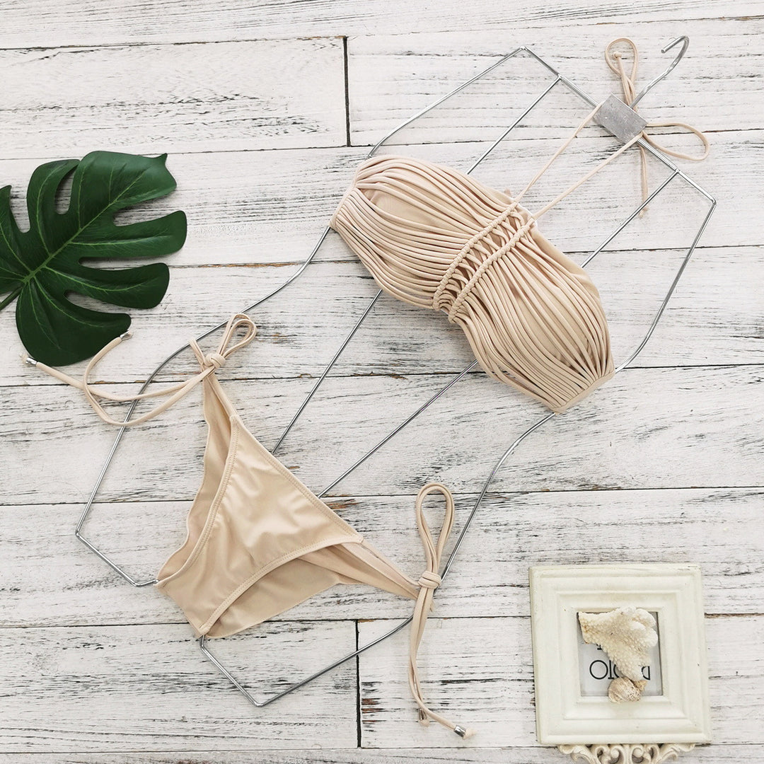 Dame Bikini-sæt med raffinerede draperinger og justerbare stropper Stilla
