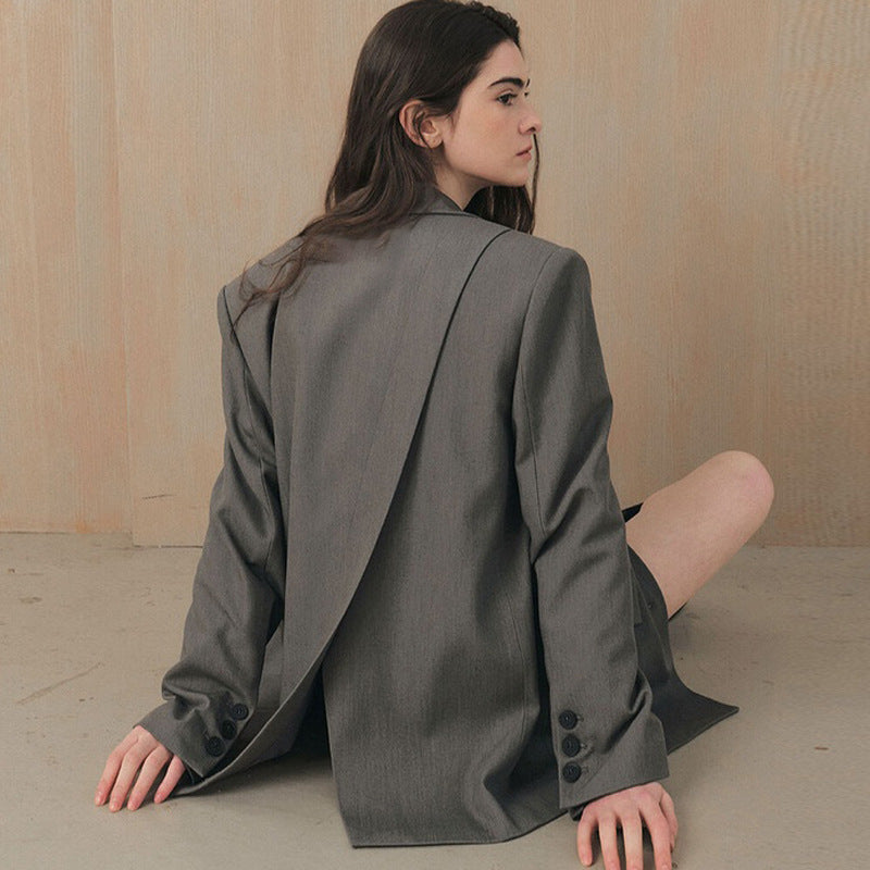 Dame Elegant Oversized Blazer med struktureret stof og klassiske knapdetaljer Stilla