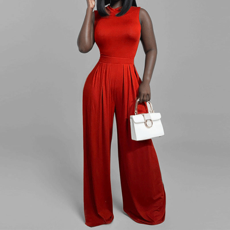 Kvinder Elegant Jumpsuit med Bred Ben og Blomster Design Stilla