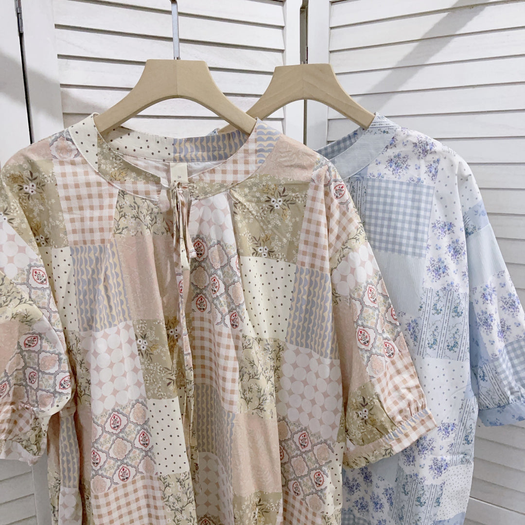 Femme Patchwork Design Bluse Stilla