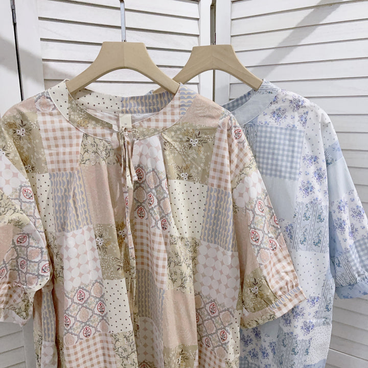 Femme Patchwork Design Bluse Stilla