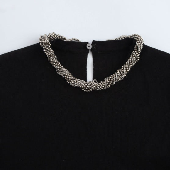 Dame Tekstureret Strikpullover med Elegant Udsnit Stilla