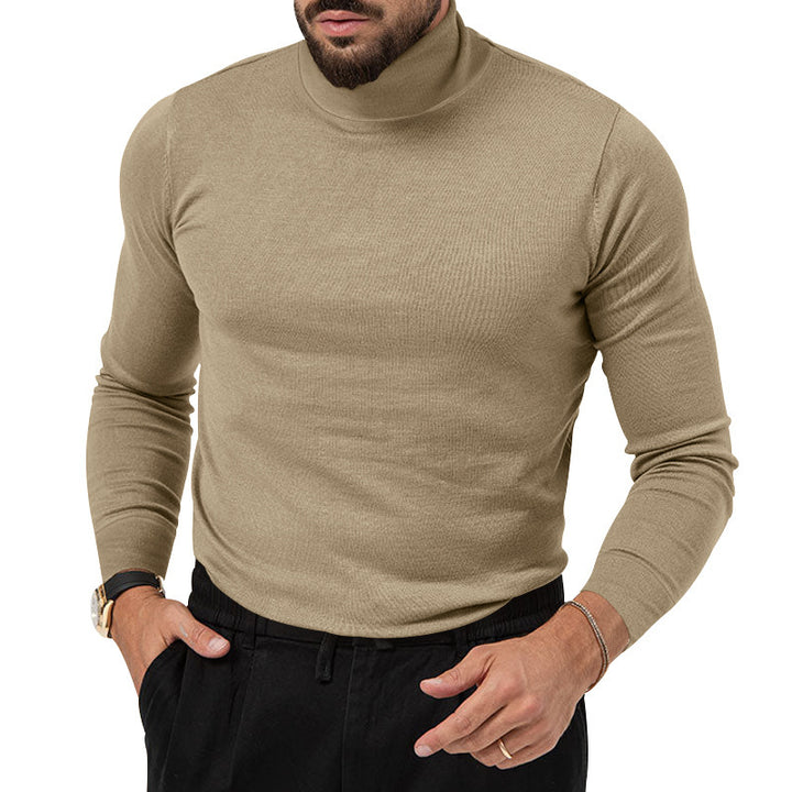 Herrer høj afsluttende strikket sweater med fin tekstur Stilla