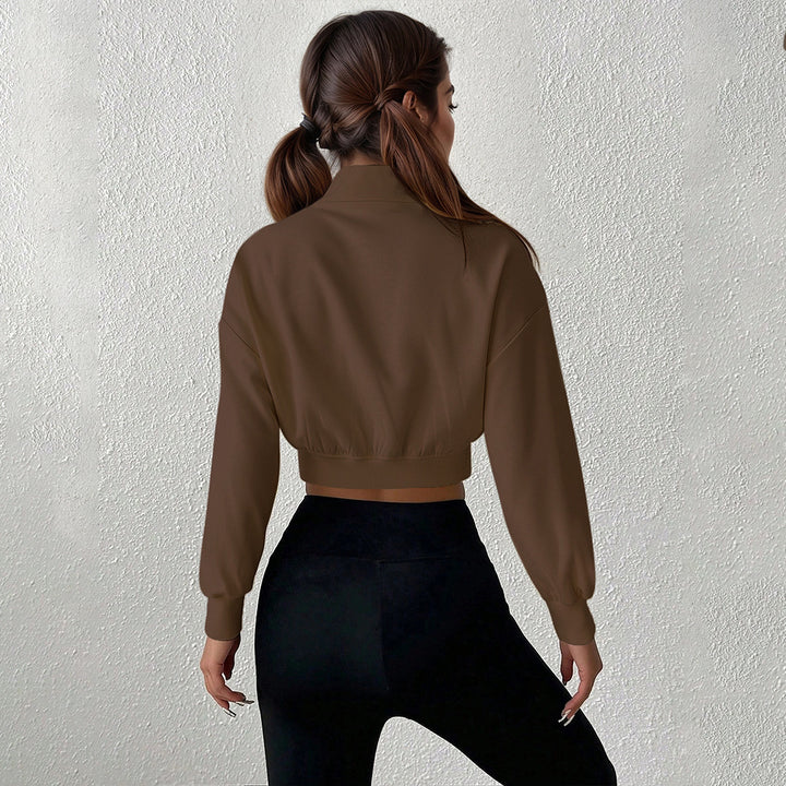 Kvinders cropped sweatshirt med høj-lukning lynlås og lavet af blødt materiale Stilla